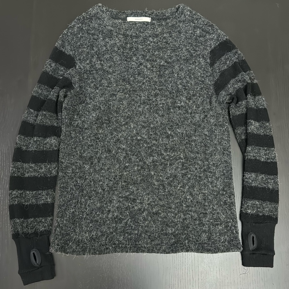 Black and gray Korean faux mohair sweater
